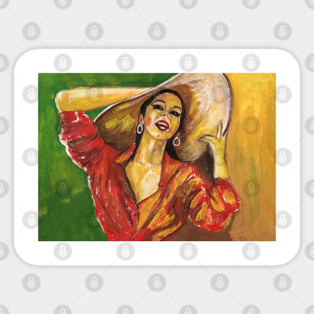 Woman with a Hat Sticker by Svetlana Pelin